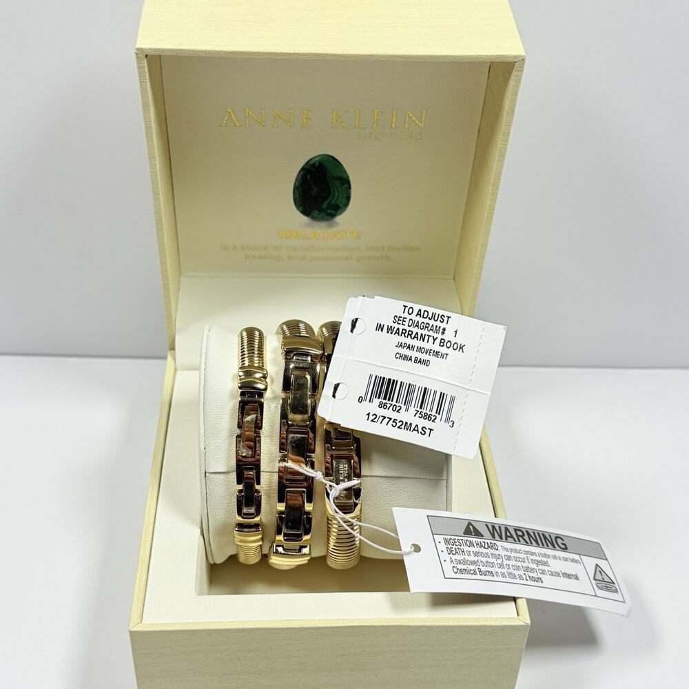 Anne Klein New York Ladies Green Malachite Bracelet And Watch Set 12/7752MAST - Picture 3 of 6